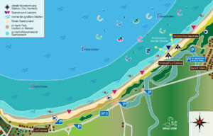 Kitespotkarte La Caletta, Sardinien mit allen Details