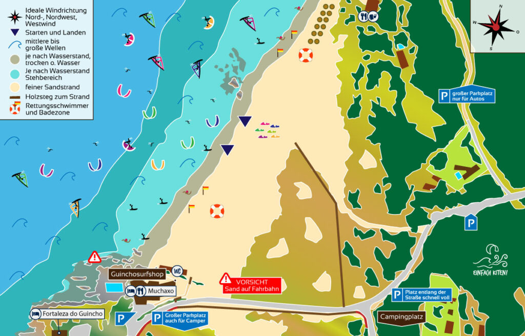 Kitespotkarte von Guincho in Portugal von Einfach Kiten